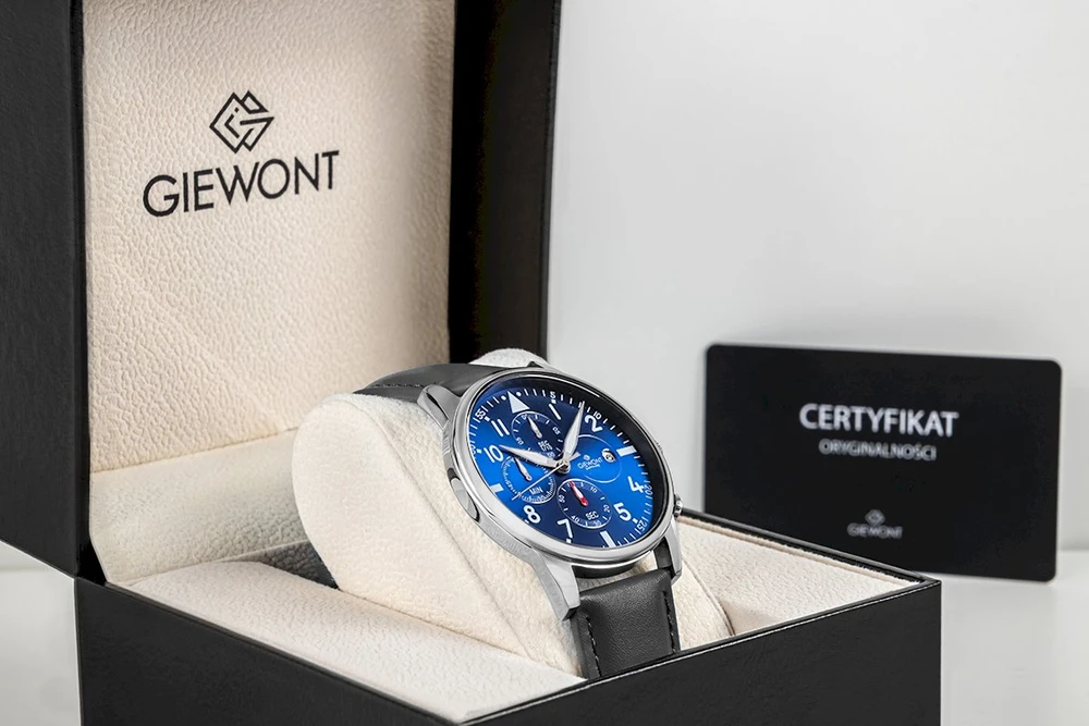 Vyriškas laikrodis Giewont Chronograph Sapphire Juodas ir Mėlynas GW5630-A3