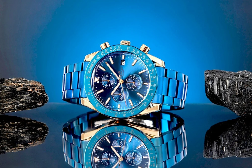Giewont Chronograph Safyro Mėlynas Vario Spalvos Vyriškas Laikrodis GW8720-B5