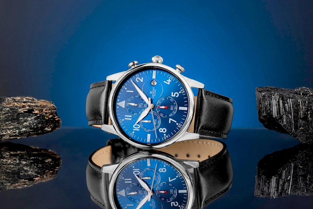 Vyriškas laikrodis Giewont Chronograph Sapphire Juodas ir Mėlynas GW5630-A3