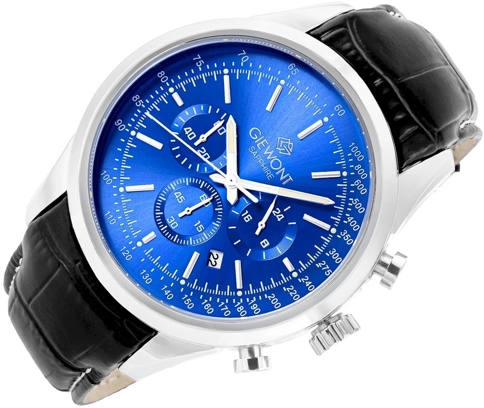 Vyriškas laikrodis Giewont Chronograph Safyro Sidabrinis Mėlynas GW7650-A3
