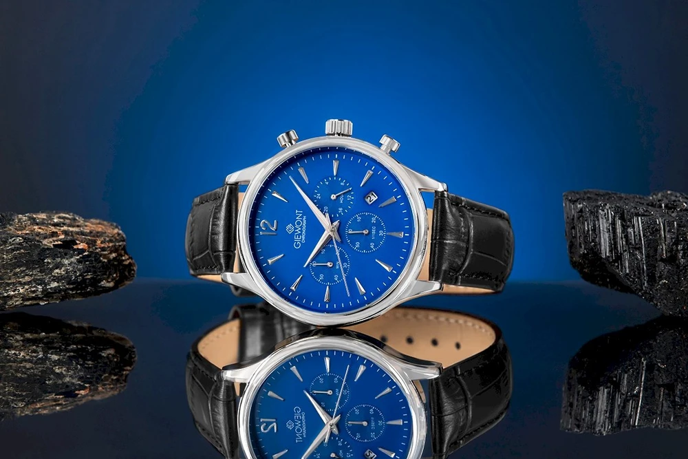 Vyriškas laikrodis Giewont Chronograph Safyro Juodas ir Mėlynas GW6310-A3