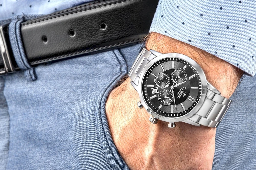 Vyriškas laikrodis Giewont Chronograph Safyro Sidabrinis Juodas GW8510-B1