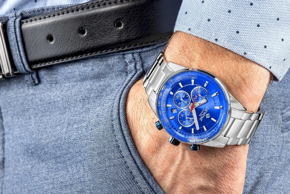 Vyriškas laikrodis Giewont Chronograph Safyrinis Sidabrinis Mėlynas GW9140-B3