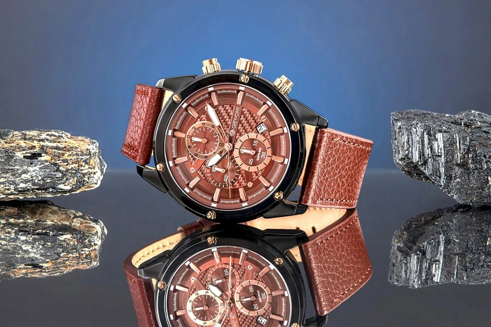 Vyriškas laikrodis Giewont Chronograph Safyro Juodas Rudas GW8810-A3