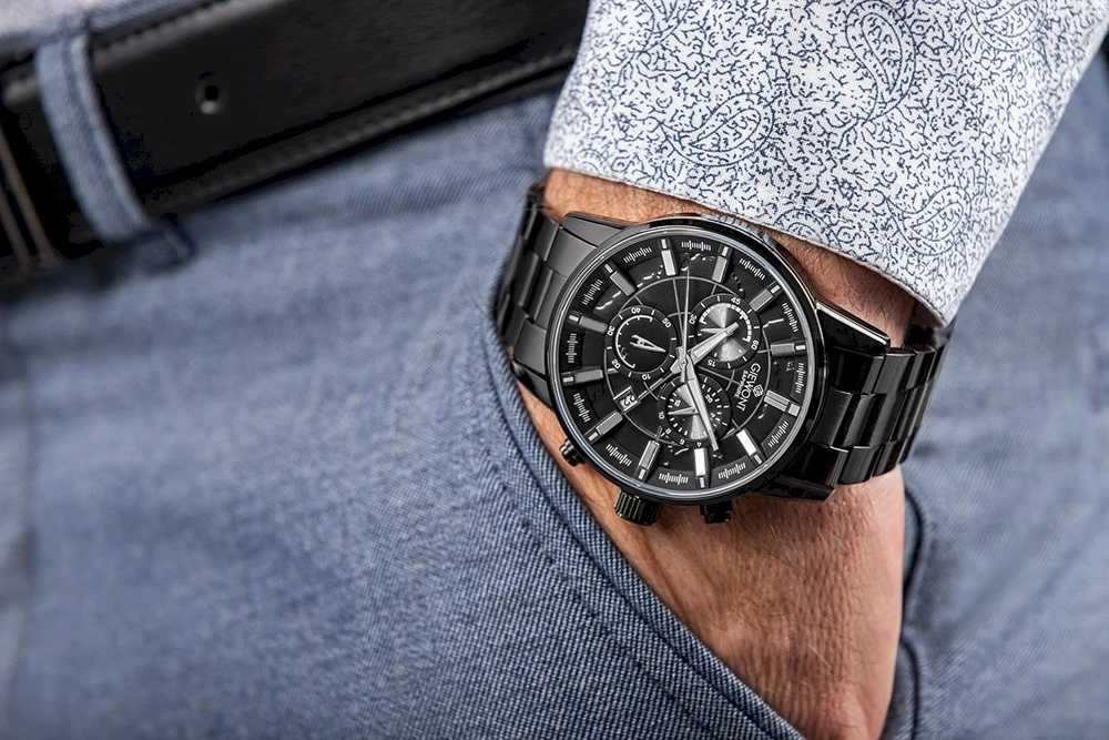 Vyriškas laikrodis Giewont Chronograph Safyrinis Juodas GW4580-B1
