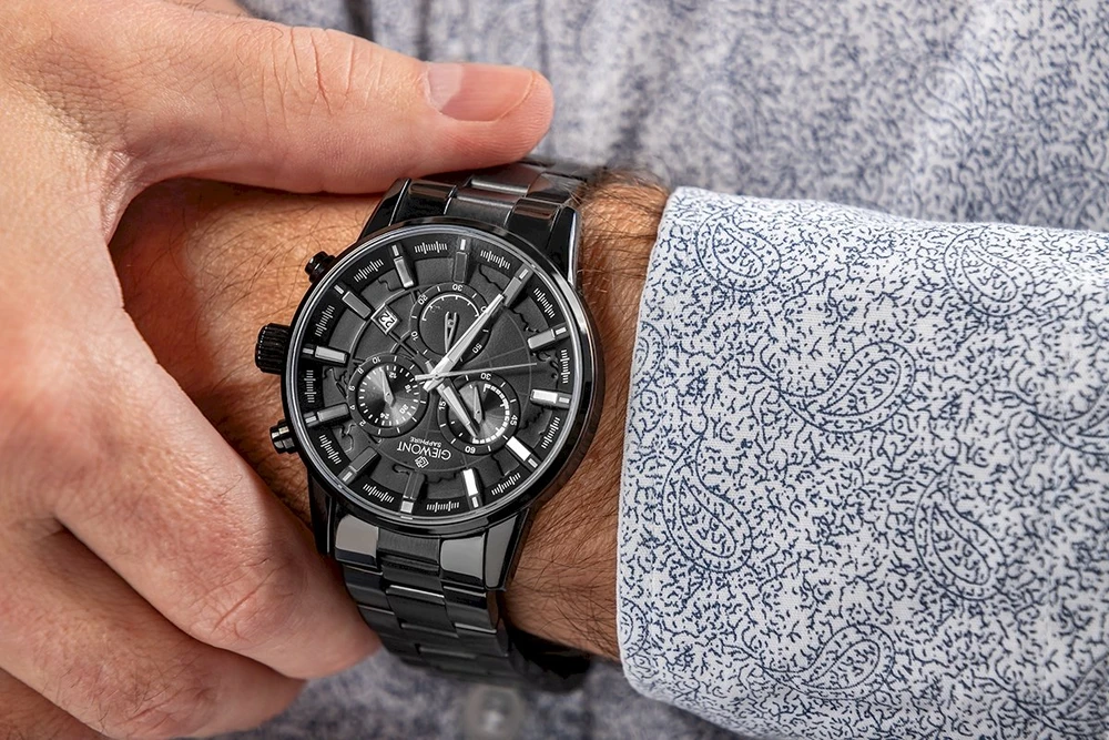 Vyriškas laikrodis Giewont Chronograph Safyrinis Juodas GW4580-B1