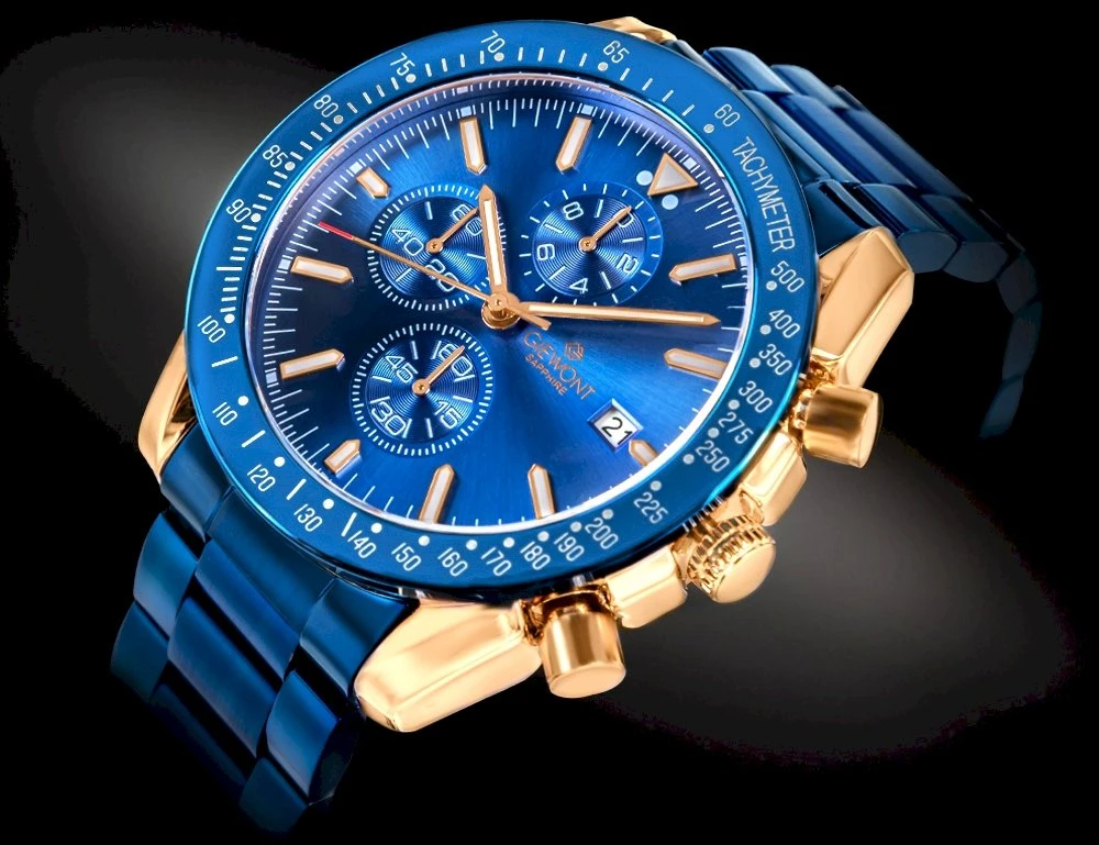 Giewont Chronograph Safyro Mėlynas Vario Spalvos Vyriškas Laikrodis GW8720-B5