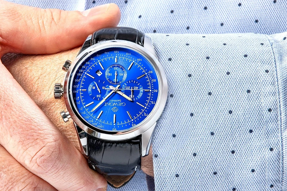Vyriškas laikrodis Giewont Chronograph Safyro Sidabrinis Mėlynas GW7650-A3