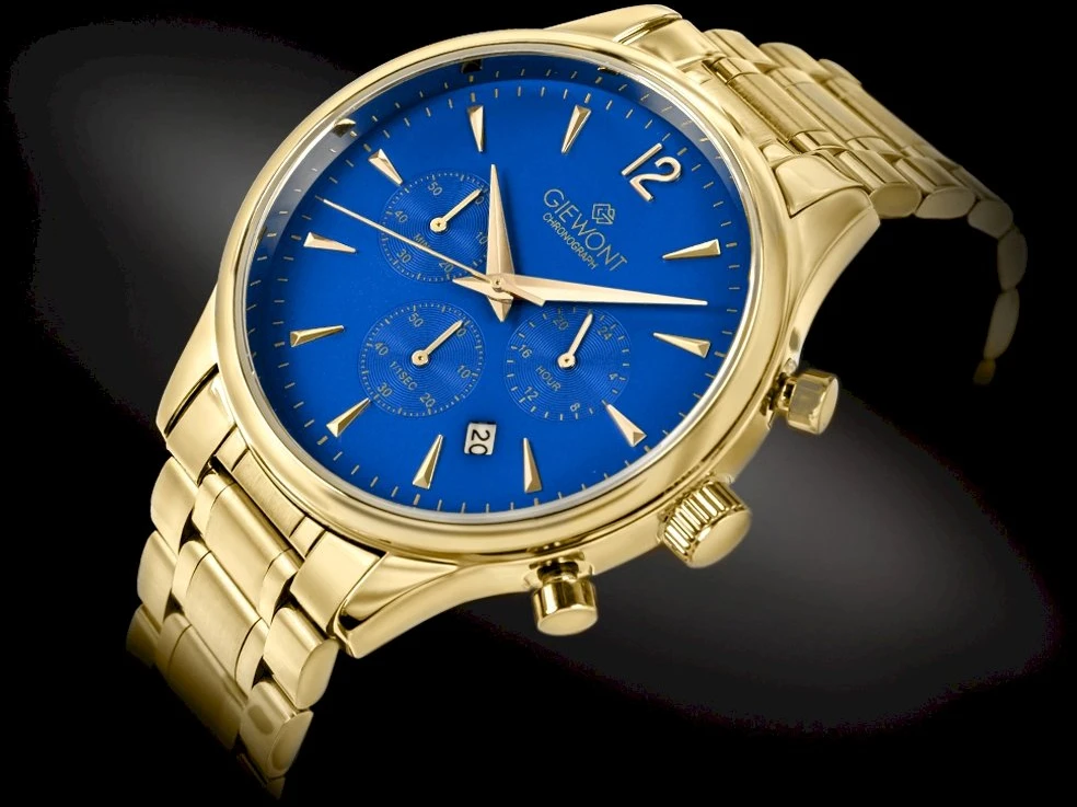 Vyriškas laikrodis Giewont Chronograph Safyras Auksas Mėlynas GW6310-B5