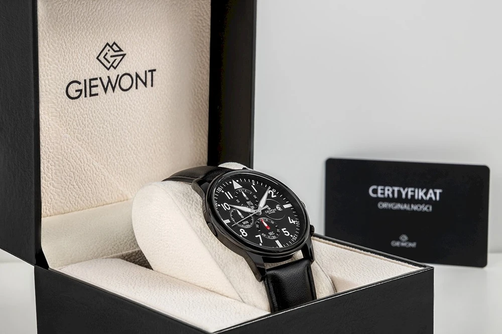 Giewont Chronograph Safyrinis Juodas Vyriškas Laikrodis GW5630-A1