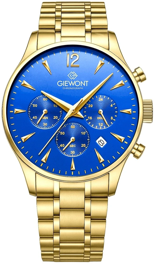 Vyriškas laikrodis Giewont Chronograph Safyras Auksas Mėlynas GW6310-B5