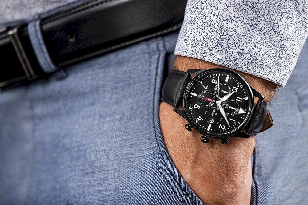Giewont Chronograph Safyrinis Juodas Vyriškas Laikrodis GW5630-A1