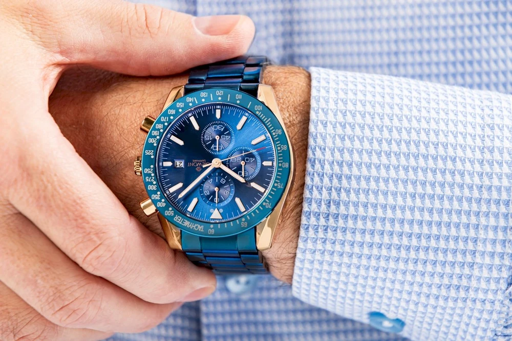 Giewont Chronograph Safyro Mėlynas Vario Spalvos Vyriškas Laikrodis GW8720-B5