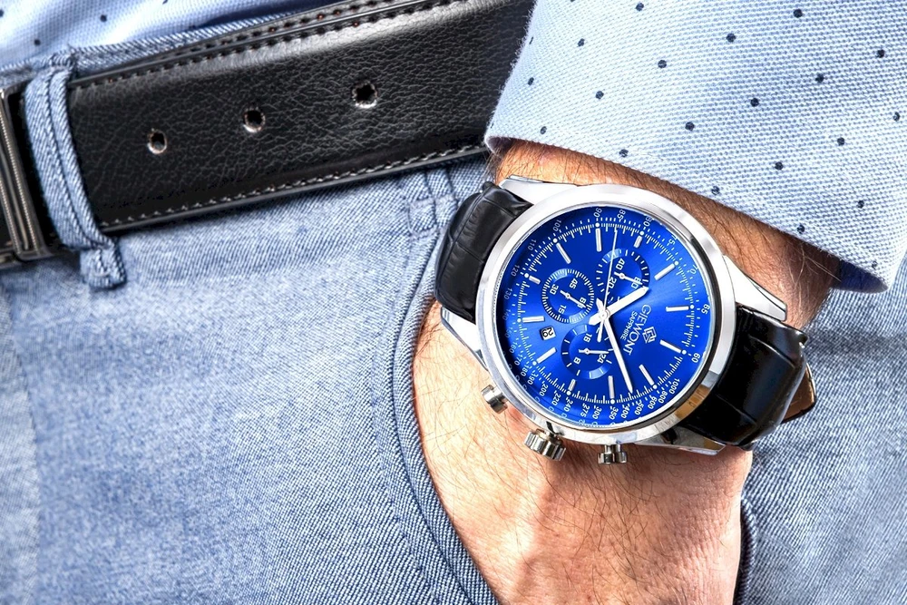Vyriškas laikrodis Giewont Chronograph Safyro Sidabrinis Mėlynas GW7650-A3