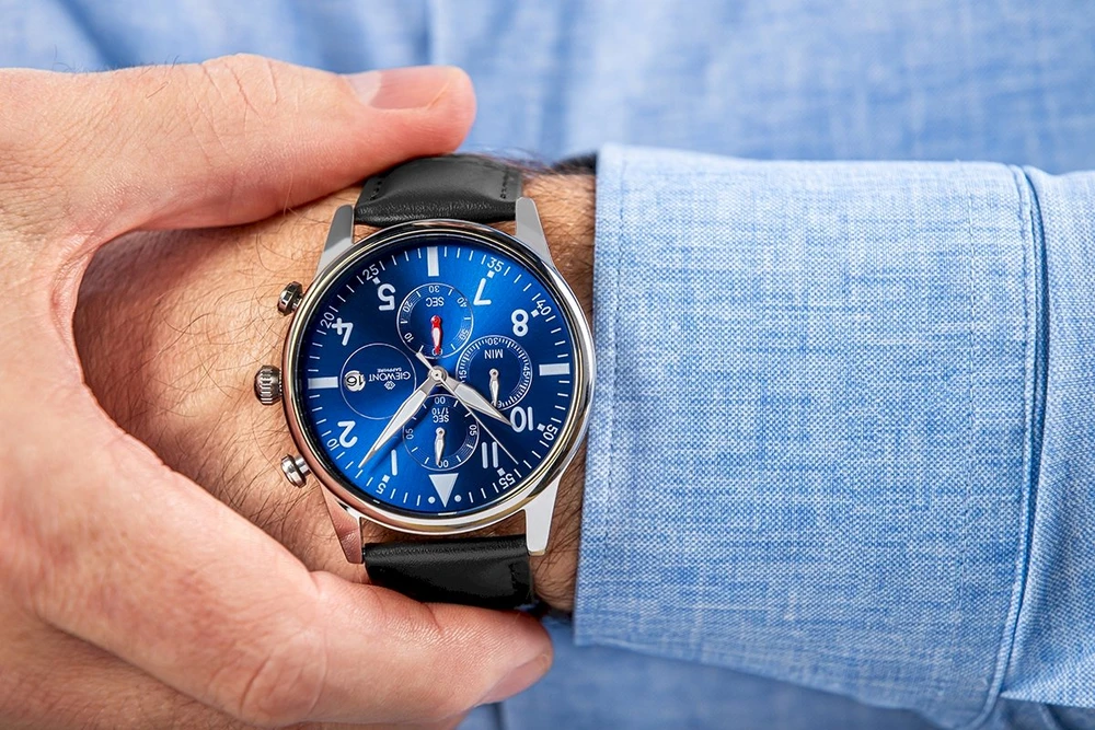 Vyriškas laikrodis Giewont Chronograph Sapphire Juodas ir Mėlynas GW5630-A3