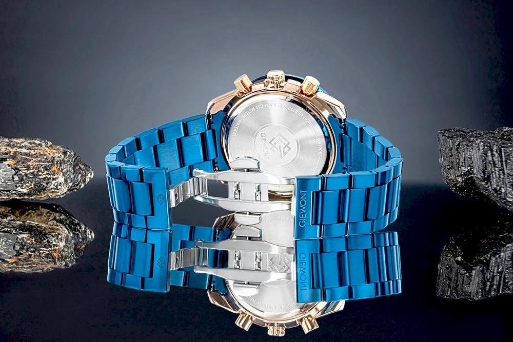 Giewont Chronograph Safyro Mėlynas Vario Spalvos Vyriškas Laikrodis GW8720-B5