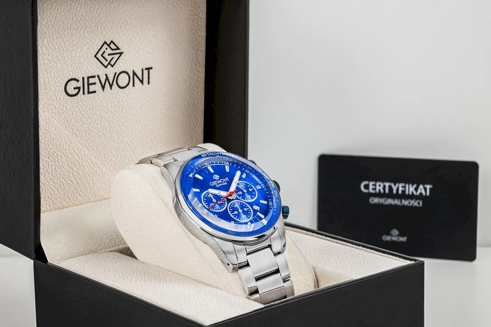 Vyriškas laikrodis Giewont Chronograph Safyrinis Sidabrinis Mėlynas GW9140-B3