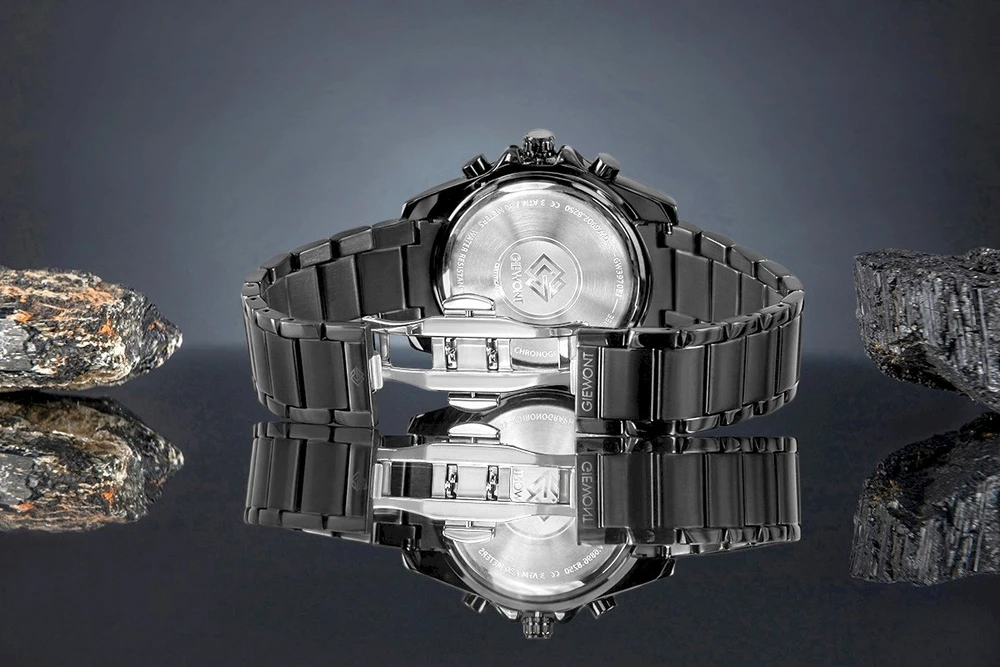 Giewont Chronograph Sapphire Juodas Titano Vyriškas Laikrodis GW3970-B1