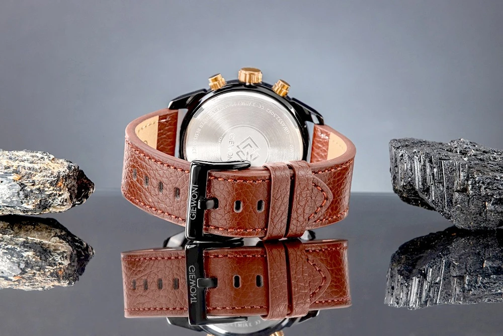 Vyriškas laikrodis Giewont Chronograph Safyro Juodas Rudas GW8810-A3