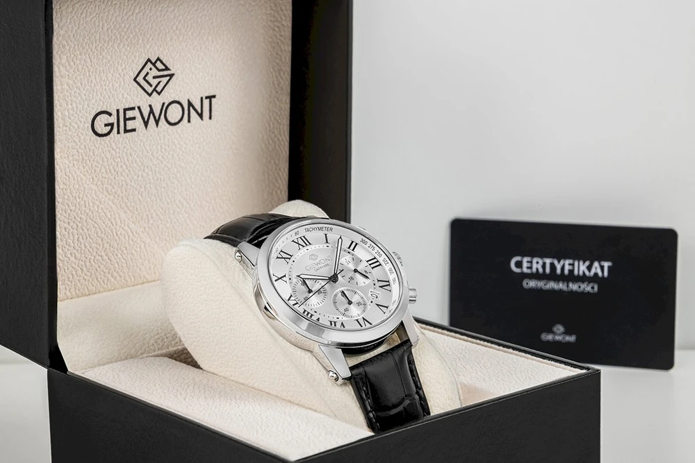 Giewont Chronograph Sapphire Sidabrinis Vyriškas Laikrodis GW6260-A1