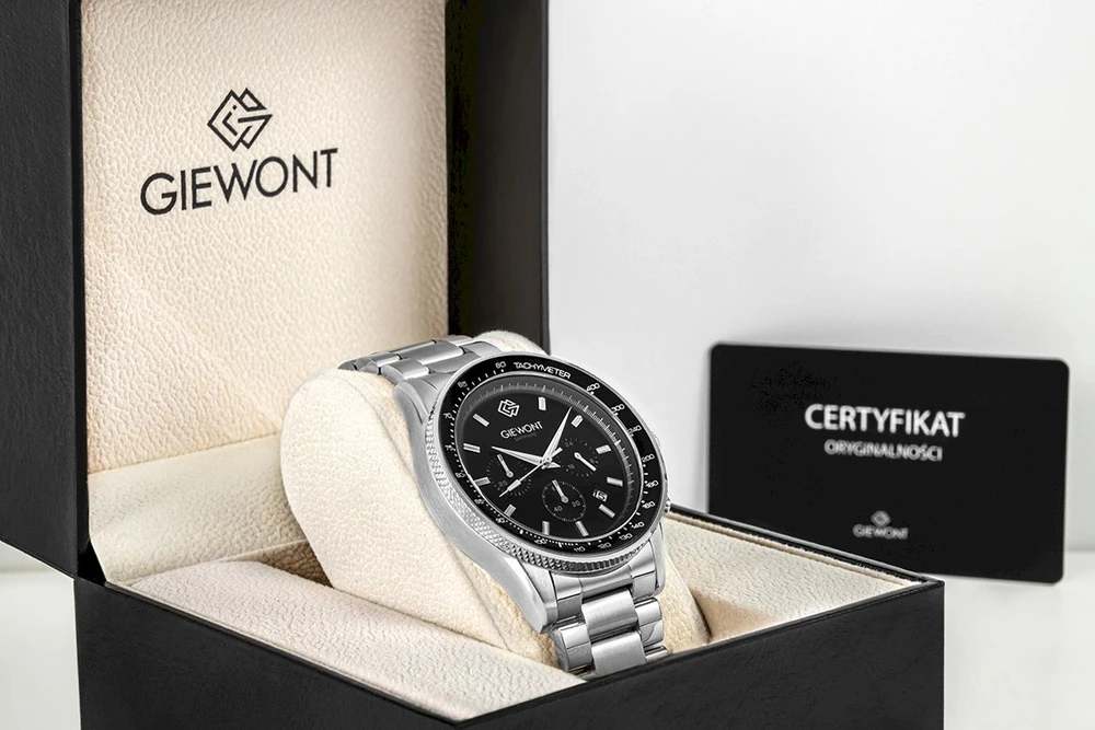 Vyriškas laikrodis Giewont Chronograph Safyro Sidabrinis Juodas GW3520-B2