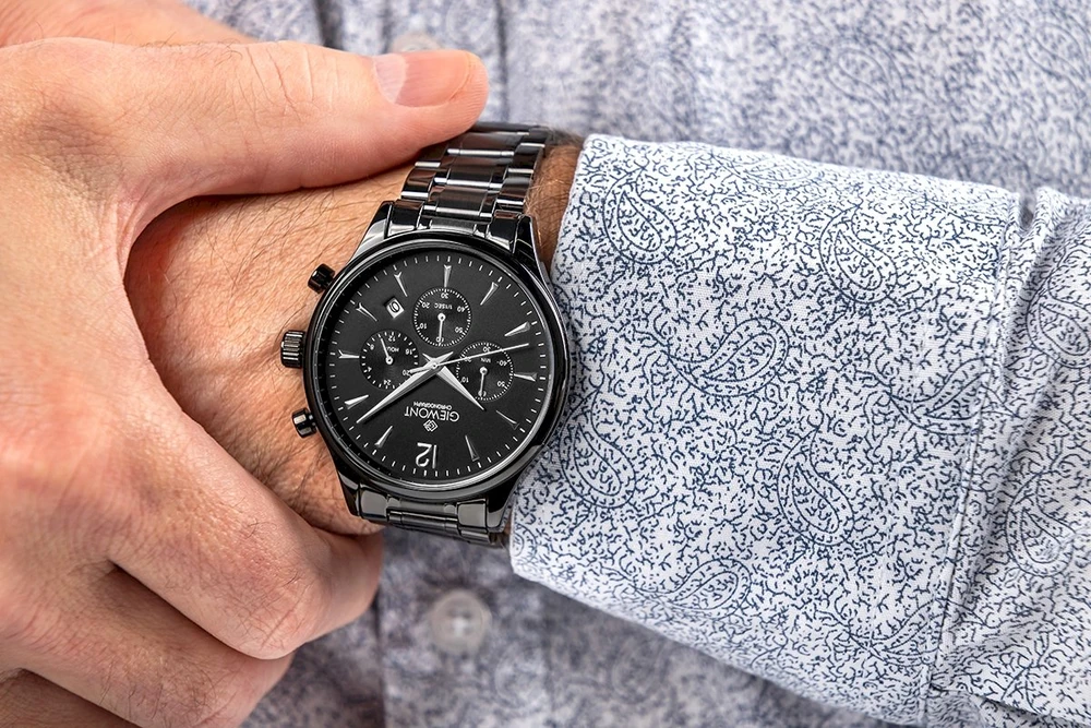 Vyriškas laikrodis Giewont Chronograph Safyrinis Juodas GW6310-B1