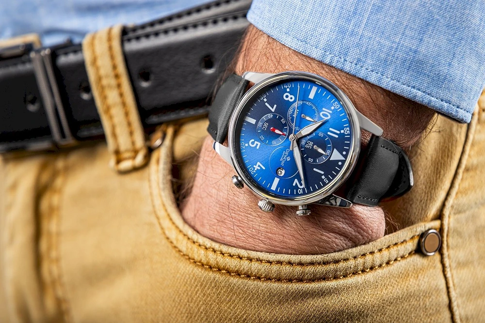 Vyriškas laikrodis Giewont Chronograph Sapphire Juodas ir Mėlynas GW5630-A3
