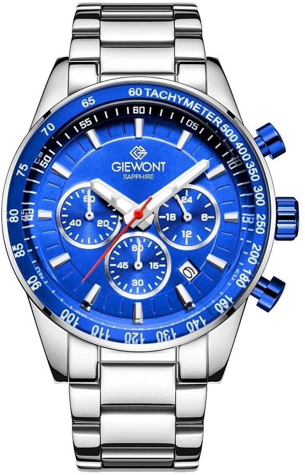 Vyriškas laikrodis Giewont Chronograph Safyrinis Sidabrinis Mėlynas GW9140-B3