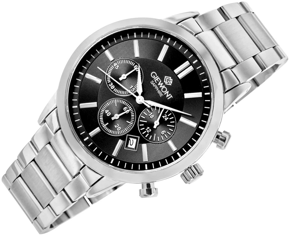 Vyriškas laikrodis Giewont Chronograph Safyro Sidabrinis Juodas GW8510-B1