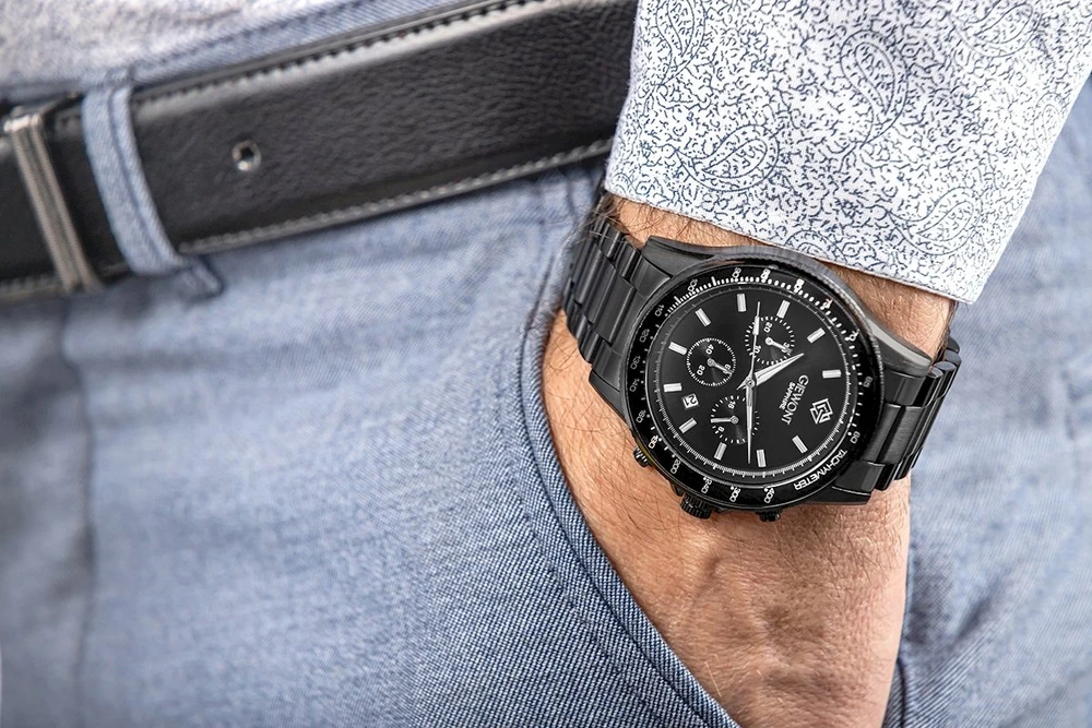 Vyriškas laikrodis Giewont Chronograph Sapphire Juodas GW3520-B1