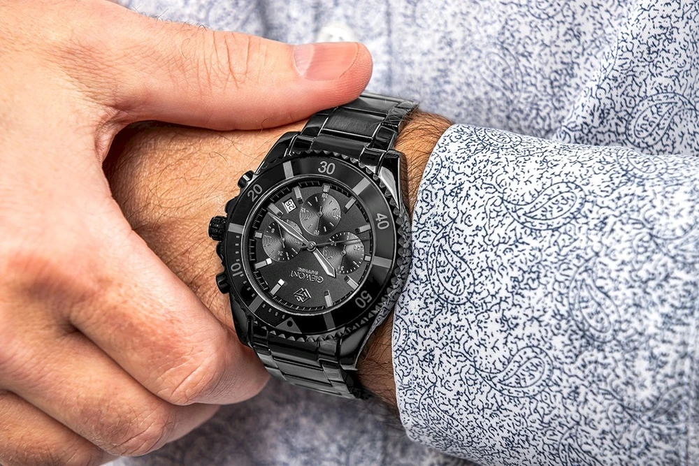 Giewont Chronograph Sapphire Juodas Titano Vyriškas Laikrodis GW3970-B1