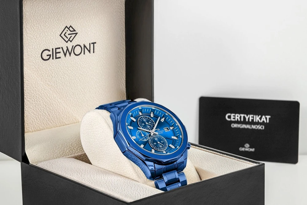 Vyriškas laikrodis Giewont Chronografas Safyro Mėlynas GW7290-B5