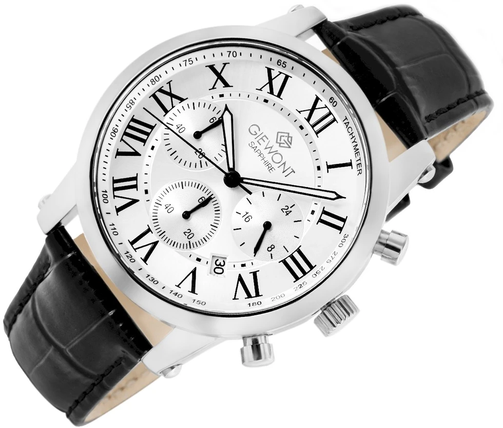 Giewont Chronograph Sapphire Sidabrinis Vyriškas Laikrodis GW6260-A1