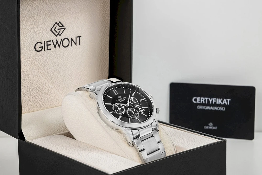 Vyriškas laikrodis Giewont Chronograph Safyro Sidabrinis Juodas GW8510-B1