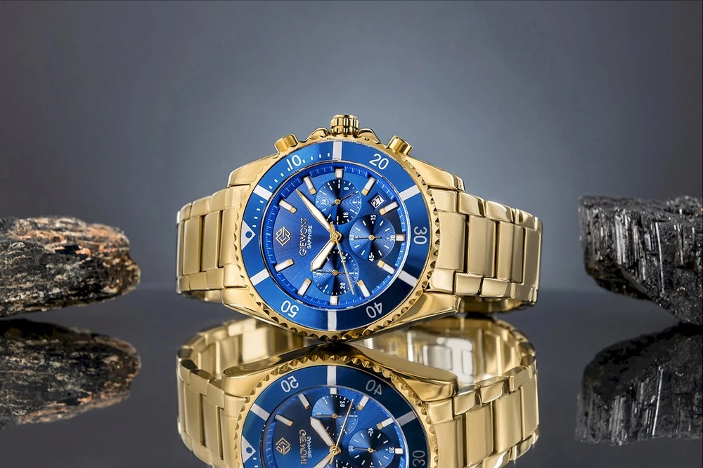 Vyriškas laikrodis Giewont Chronograph Safyrinis Auksinis Mėlynas GW3970-B6