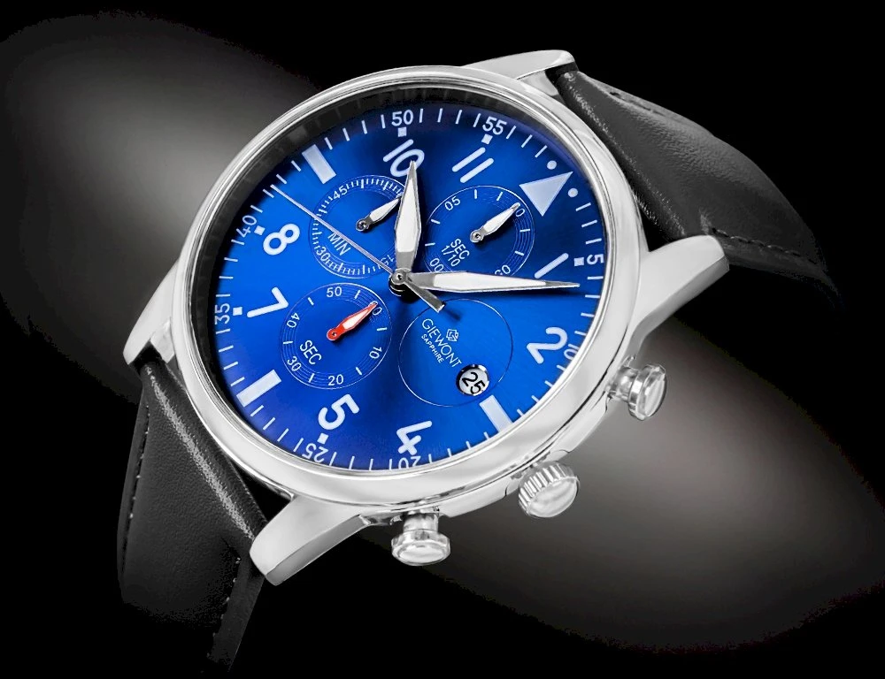 Vyriškas laikrodis Giewont Chronograph Sapphire Juodas ir Mėlynas GW5630-A3