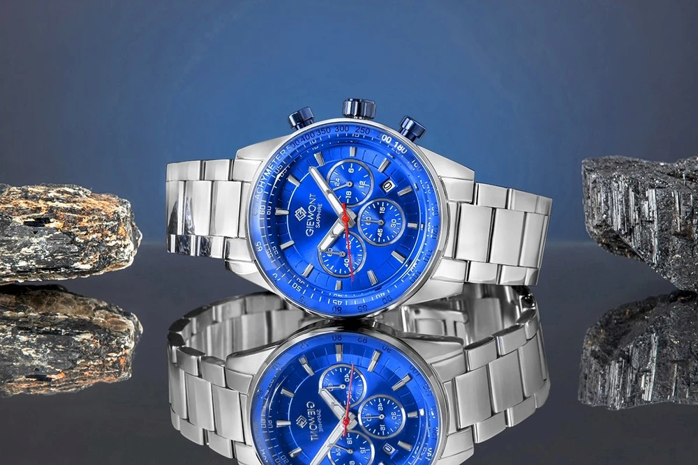 Vyriškas laikrodis Giewont Chronograph Safyrinis Sidabrinis Mėlynas GW9140-B3