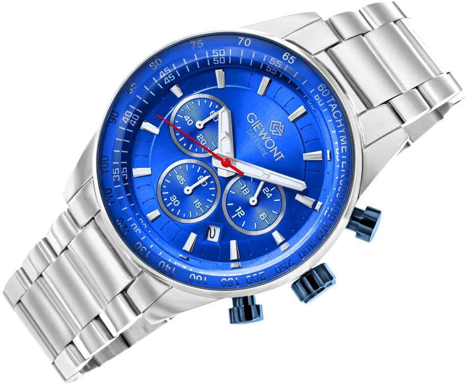 Vyriškas laikrodis Giewont Chronograph Safyrinis Sidabrinis Mėlynas GW9140-B3