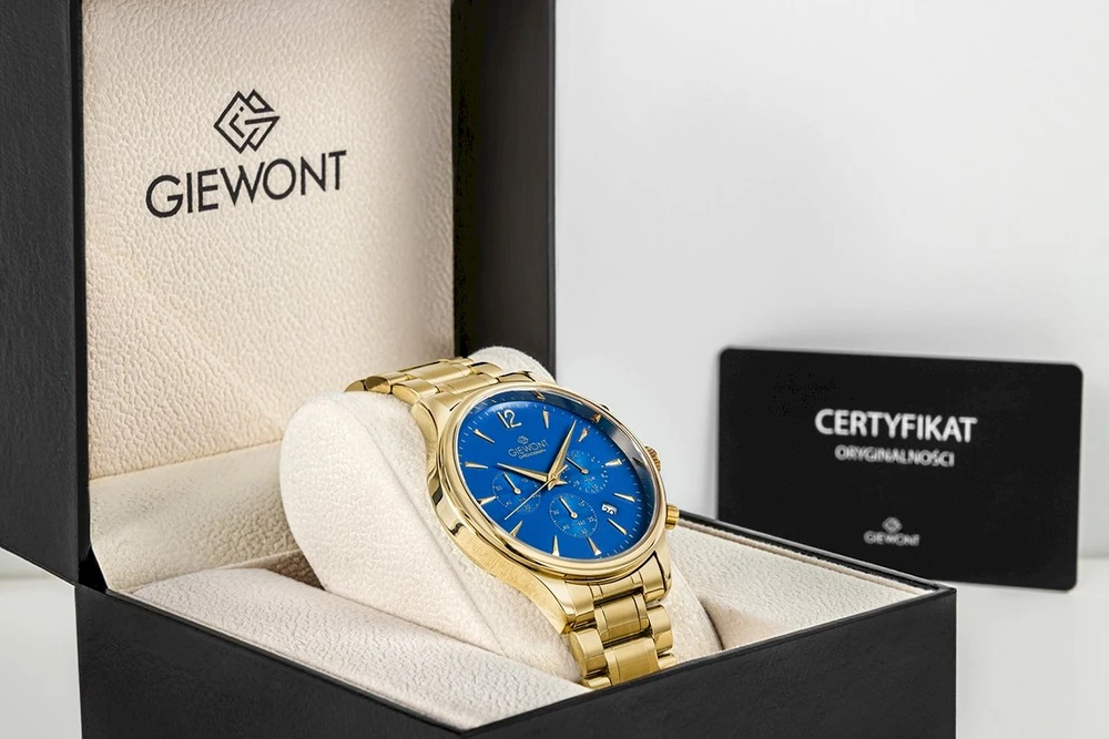 Vyriškas laikrodis Giewont Chronograph Safyras Auksas Mėlynas GW6310-B5
