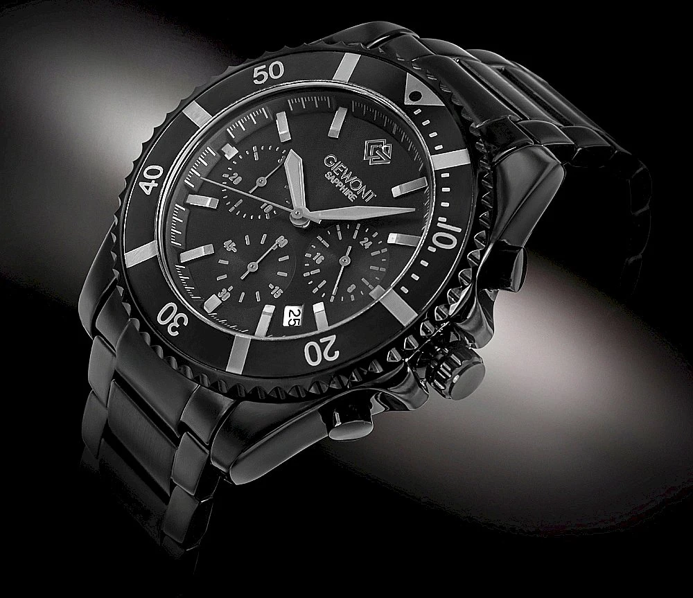 Giewont Chronograph Sapphire Juodas Titano Vyriškas Laikrodis GW3970-B1