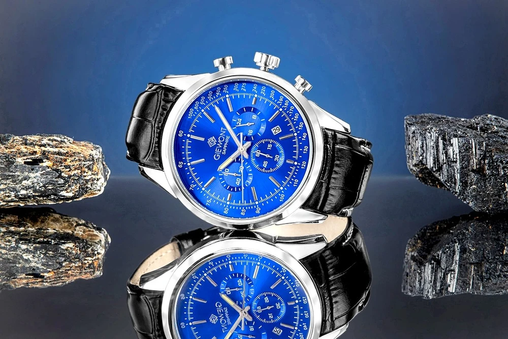 Vyriškas laikrodis Giewont Chronograph Safyro Sidabrinis Mėlynas GW7650-A3