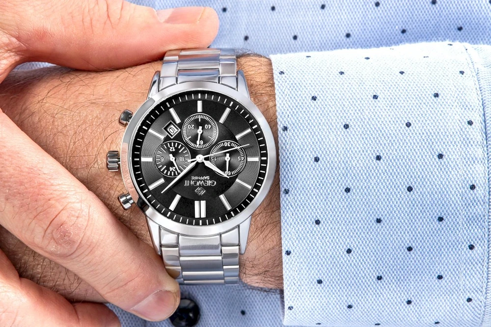 Vyriškas laikrodis Giewont Chronograph Safyro Sidabrinis Juodas GW8510-B1