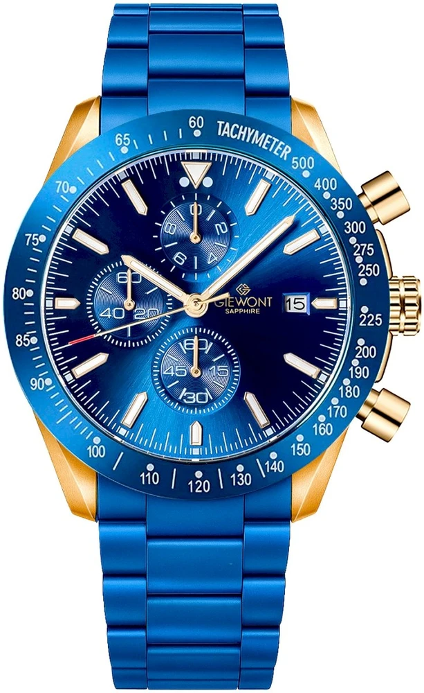 Giewont Chronograph Safyro Mėlynas Vario Spalvos Vyriškas Laikrodis GW8720-B5
