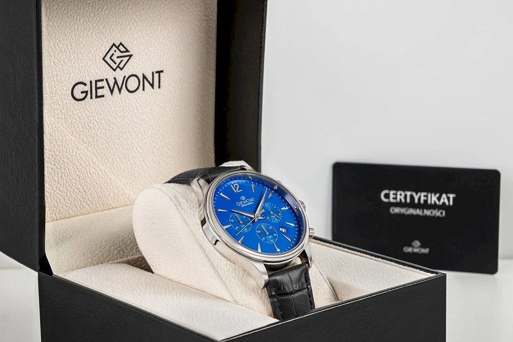 Vyriškas laikrodis Giewont Chronograph Safyro Juodas ir Mėlynas GW6310-A3