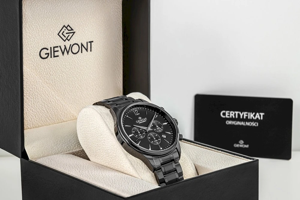Vyriškas laikrodis Giewont Chronograph Safyrinis Juodas GW6310-B1