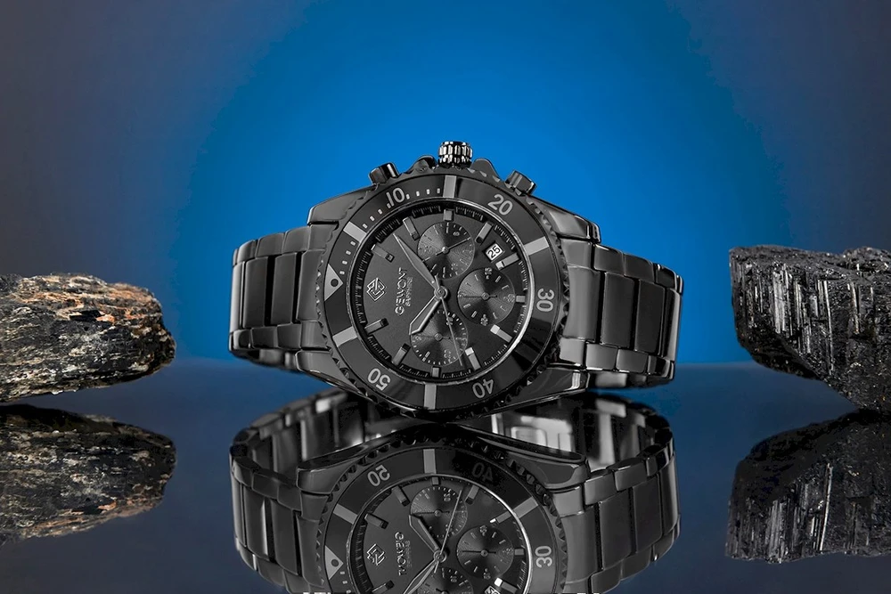 Giewont Chronograph Sapphire Juodas Titano Vyriškas Laikrodis GW3970-B1