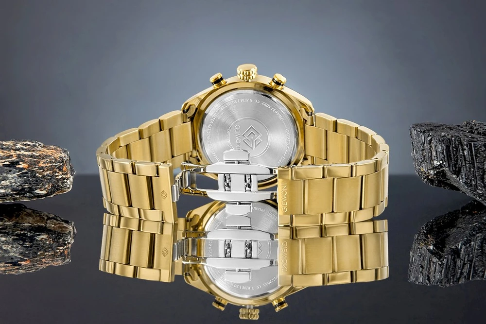 Vyriškas laikrodis Giewont Chronograph Safyro Auksinis Juodas GW9580-B4