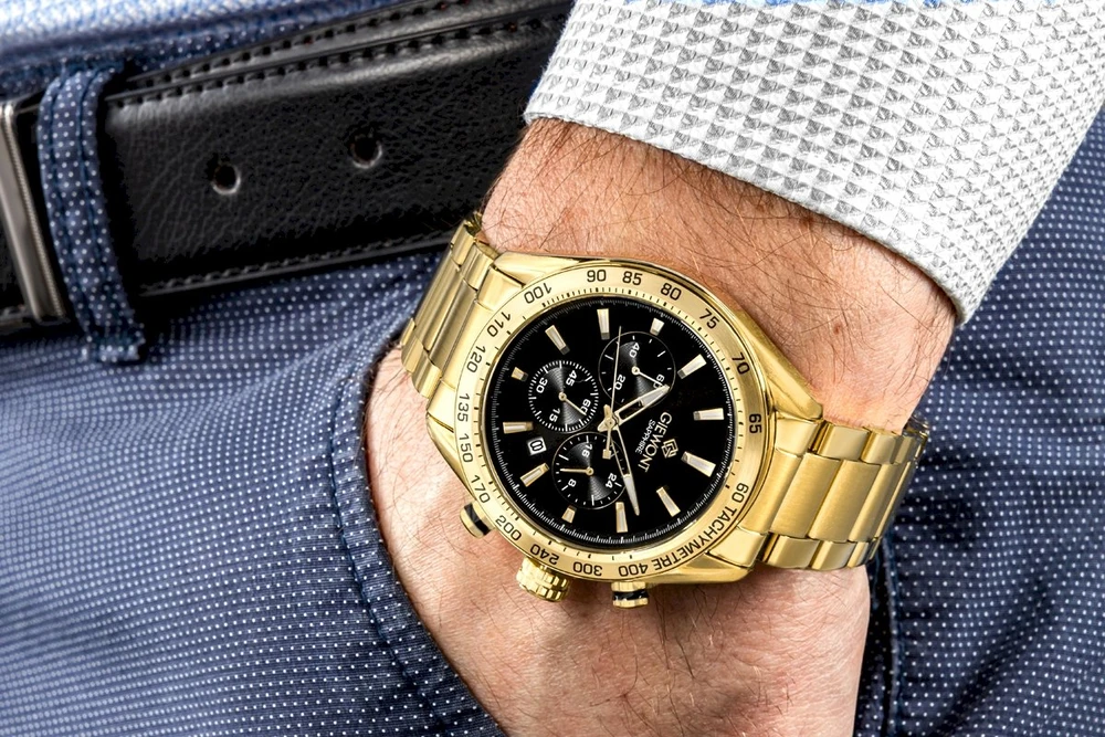 Vyriškas laikrodis Giewont Chronograph Safyro Auksinis Juodas GW9580-B4