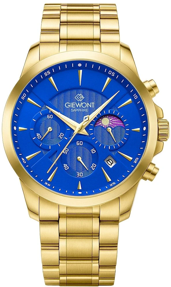 Vyriškas laikrodis Giewont Chronograph Safyras Auksas Mėlynas GW9460-B5