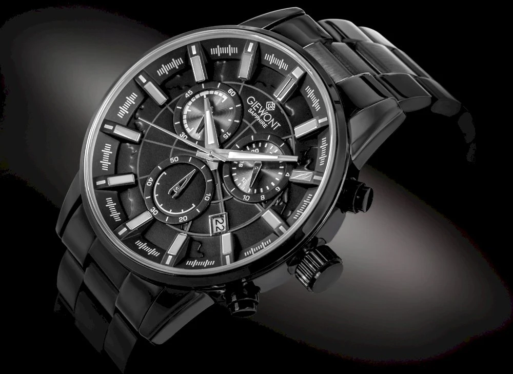 Vyriškas laikrodis Giewont Chronograph Safyrinis Juodas GW4580-B1
